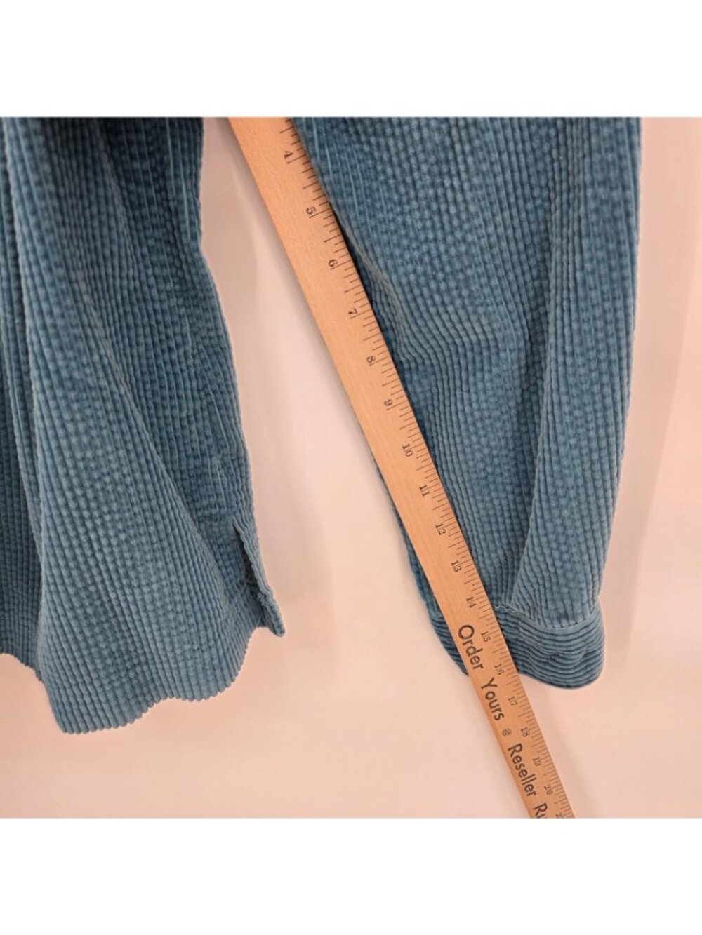 LL Bean Shirt Womens Petite M Blue Wide Wale Corduroy Button Up Casual Cotton - Picture 7 of 8